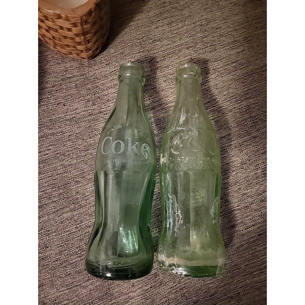 2 Vtg Coca-Cola Bottles Coke Manchester NH Dayton OH Embossed